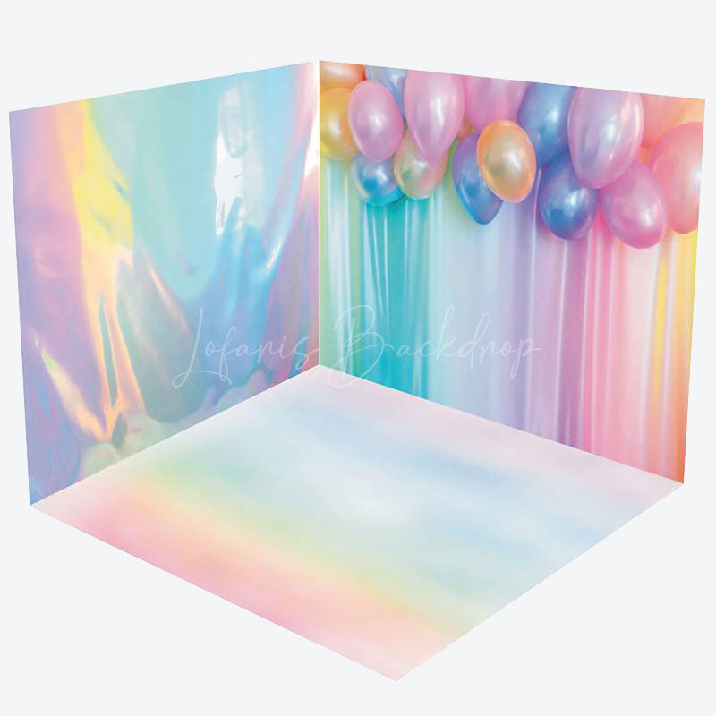 Lofaris Colorful Laser Curtain Balloons Room Set Backdrop