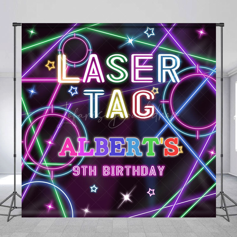 Lofaris Colorful Laser Tag Game Custom 9th Birthday Backdrop