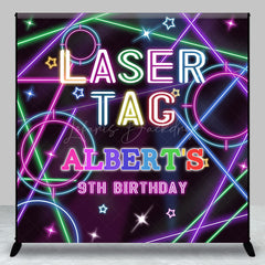 Lofaris Colorful Laser Tag Game Custom 9th Birthday Backdrop