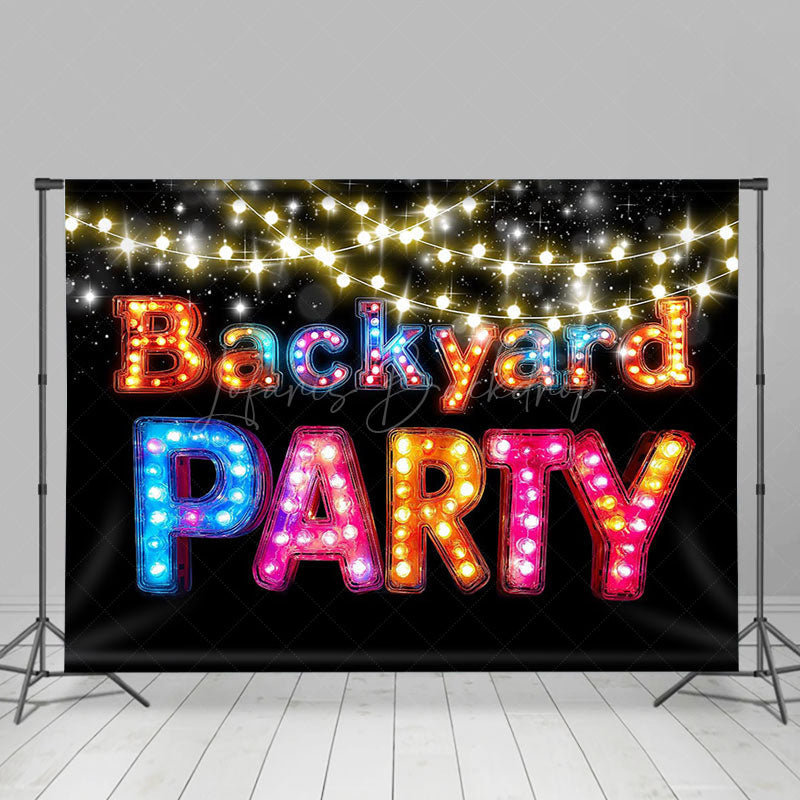 Lofaris Colorful Light Glitter Happy Backyard Party Backdrop