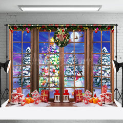 Lofaris Colorful Light Trees Window Scene Christmas Backdrop