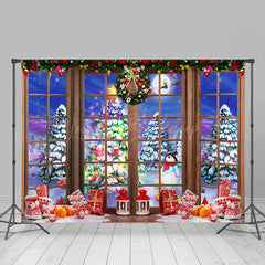 Lofaris Colorful Light Trees Window Scene Christmas Backdrop