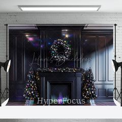 Lofaris Colorful Lights Black Wall Christmas Vibe Backdrop