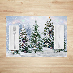 Lofaris Colorful Lights Trees Snow Xmas Set Of 4 Placemats