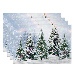 Lofaris Colorful Lights Trees Snow Xmas Set Of 4 Placemats