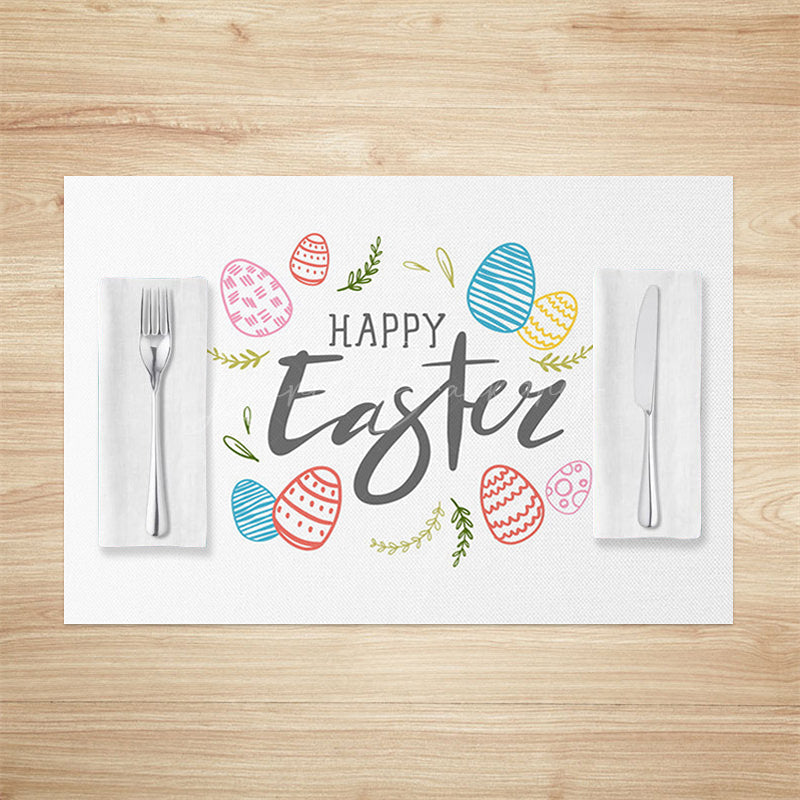 Lofaris Colorful Lines Egg Happy Easter Set Of 4 Placemats