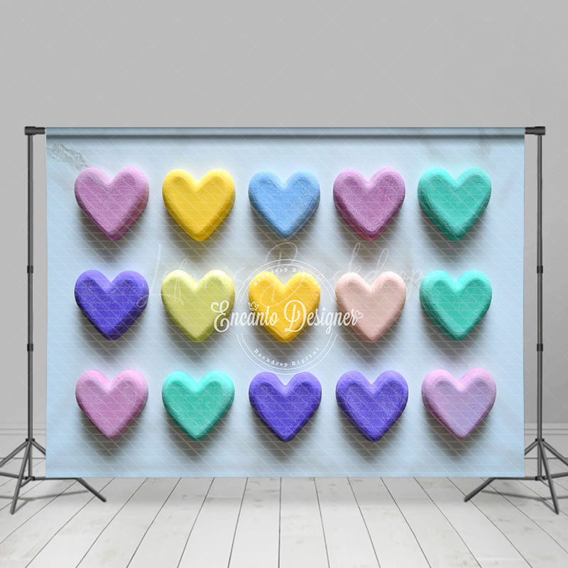 Lofaris Colorful Love Heart Valentines Day Photo Backdrop