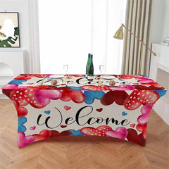 Lofaris Colorful Love Heart Valentines Day Stretch Table Cover