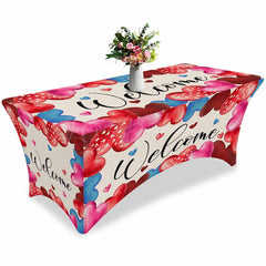 Lofaris Colorful Love Heart Valentines Day Stretch Table Cover