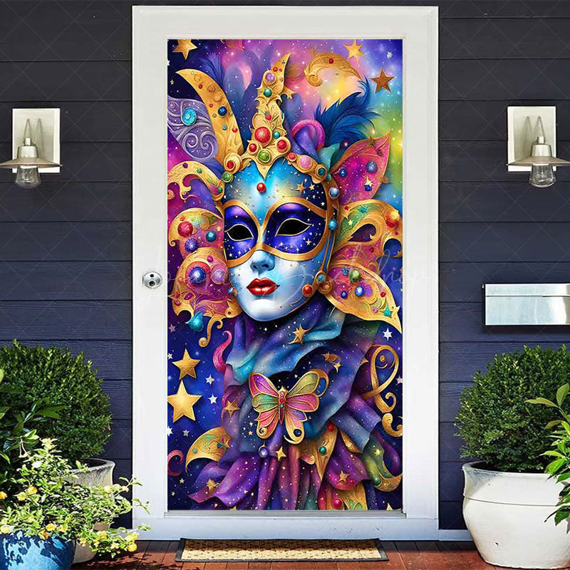 Lofaris Colorful Mask Masquerade Birthday Party Door Cover