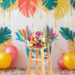 Lofaris Colorful Monstera Masquerade Cake Smash Backdrop