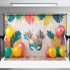 Lofaris Colorful Monstera Masquerade Cake Smash Backdrop