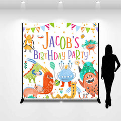 Lofaris Colorful Monsters Custom Name Birthday Bash Backdrop