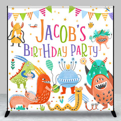 Lofaris Colorful Monsters Custom Name Birthday Bash Backdrop