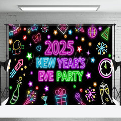 Lofaris Colorful Neon Black 2025 New Year Eve Party Backdrop