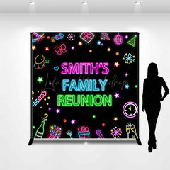 Lofaris Colorful Neon Custom Name Family Reunion Backdrop