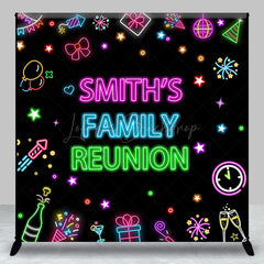 Lofaris Colorful Neon Custom Name Family Reunion Backdrop