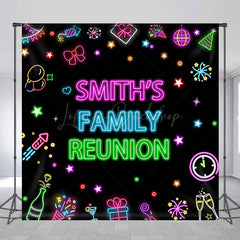 Lofaris Colorful Neon Custom Name Family Reunion Backdrop