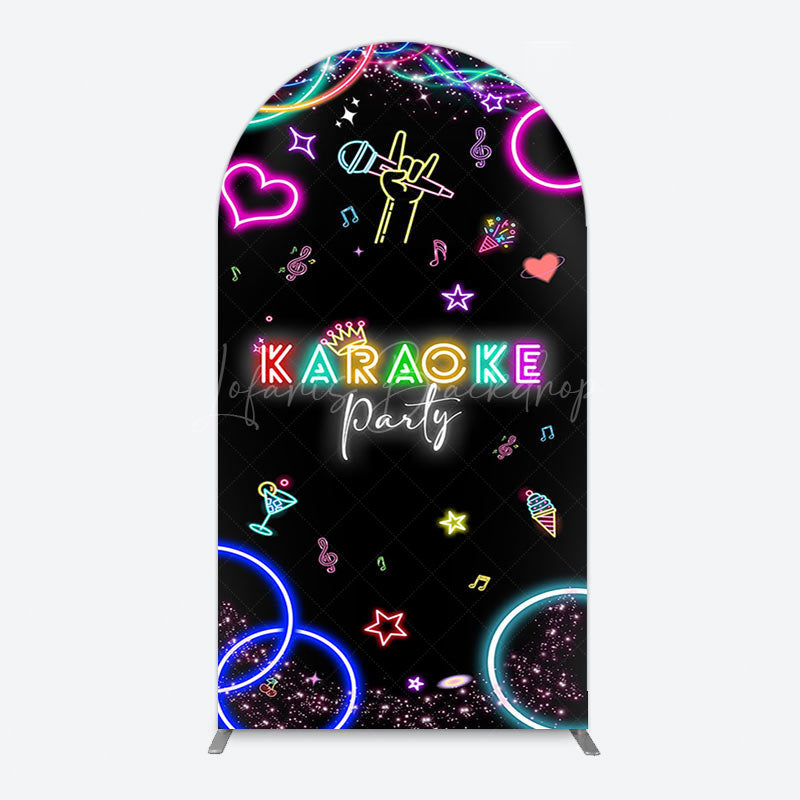 Lofaris Colorful Neon Karaoke Birthday Party Arch Backdrop