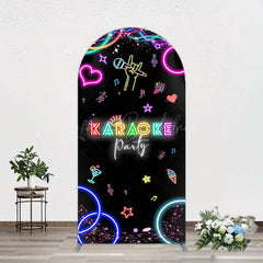 Lofaris Colorful Neon Karaoke Birthday Party Arch Backdrop