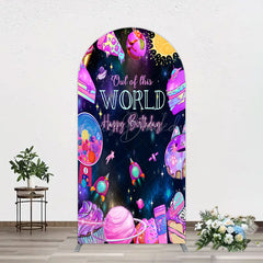 Lofaris Colorful Outer Space Galaxy Birthday Arch Backdrop