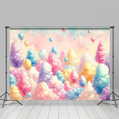 Lofaris Colorful Paint Flying Marshmallow Cake Smash Backdrop