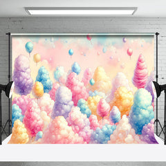 Lofaris Colorful Paint Flying Marshmallow Cake Smash Backdrop