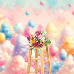 Lofaris Colorful Paint Flying Marshmallow Cake Smash Backdrop