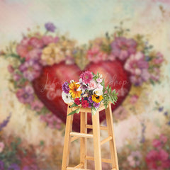 Lofaris Colorful Painted Floral Love Heart Romantic Backdrop