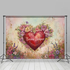 Lofaris Colorful Painted Floral Love Heart Romantic Backdrop