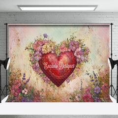 Lofaris Colorful Painted Floral Love Heart Romantic Backdrop