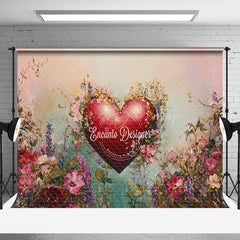 Lofaris Colorful Painted Floral Red Heart Romantic Backdrop