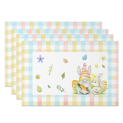 Lofaris Colorful Plaid Bunny Gnome Easter Set Of 4 Placemats