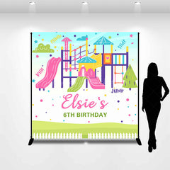 Lofaris Colorful Playground Custom Name 6th Birthday Backdrop