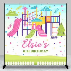 Lofaris Colorful Playground Custom Name 6th Birthday Backdrop