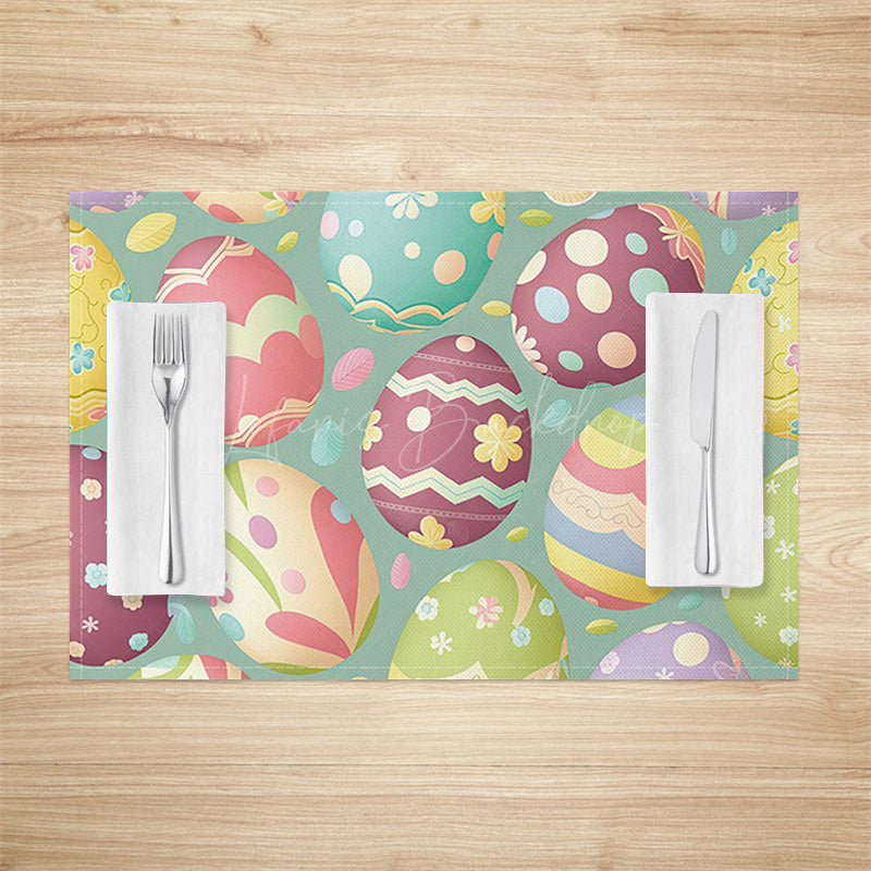 Lofaris Colorful Printed Eggs Leaf Easter Set Of 4 Placemats