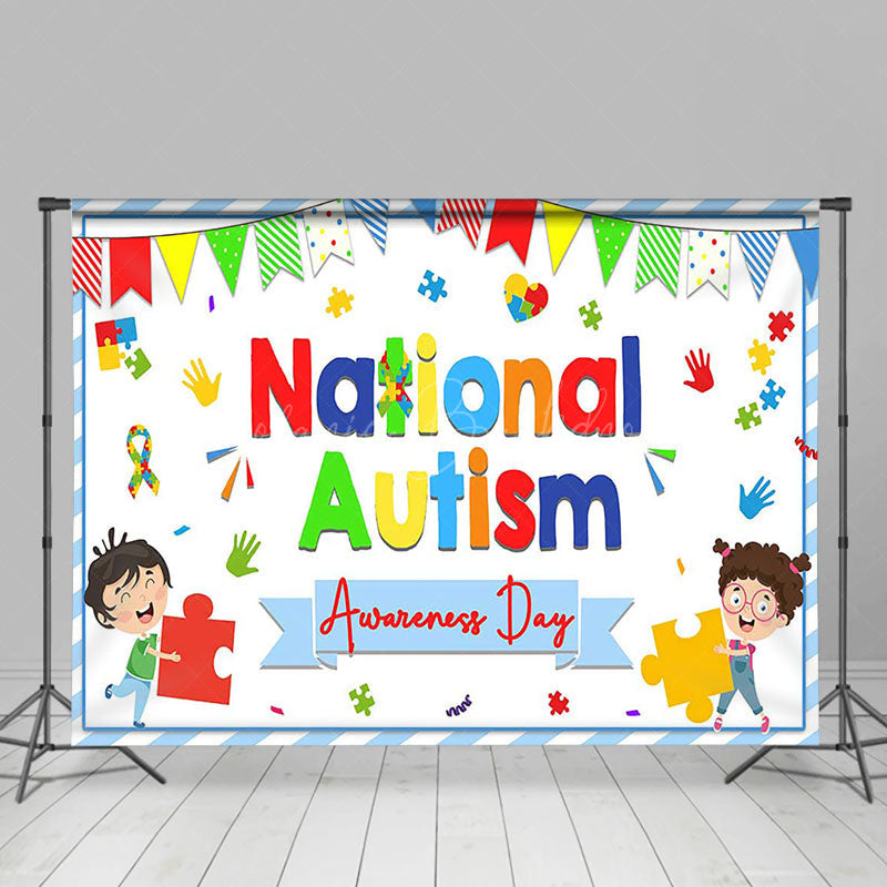 Lofaris Colorful Puzzle National Autism Awareness Backdrop