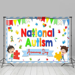 Lofaris Colorful Puzzle National Autism Awareness Backdrop