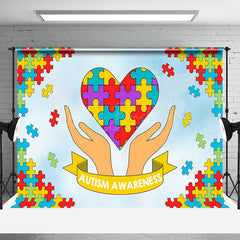 Lofaris Colorful Puzzles Heart Autism Awareness Backdrop