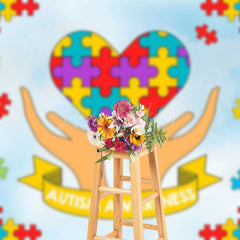 Lofaris Colorful Puzzles Heart Autism Awareness Backdrop