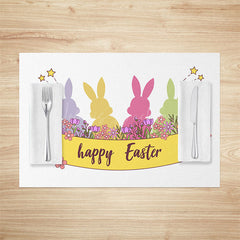 Lofaris Colorful Rabbit Floral Easter Set Of 4 Placemats