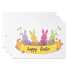 Lofaris Colorful Rabbit Floral Easter Set Of 4 Placemats