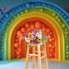 Lofaris Colorful Rainbow Arch Door Cake Smash Photo Backdrop