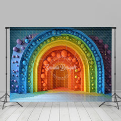 Lofaris Colorful Rainbow Arch Door Cake Smash Photo Backdrop