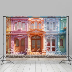 Lofaris Colorful Rainbow Architecture Room Set Backdrop