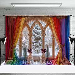 Lofaris Colorful Rainbow Curtain Window Christmas Backdrop