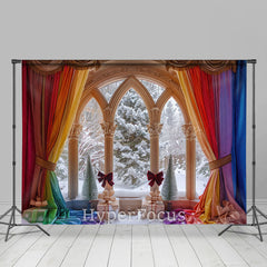 Lofaris Colorful Rainbow Curtain Window Christmas Backdrop