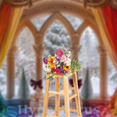 Lofaris Colorful Rainbow Curtain Window Christmas Backdrop