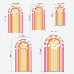 Lofaris Colorful Rainbow Floral Groovy One Arch Backdrop