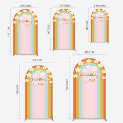 Lofaris Colorful Rainbow White Daisy Groovy One Arch Backdrop